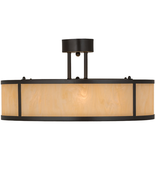 Meyda Lighting Cilindro 24" 4-Light Timeless Bronze Semi-flush Mount Light With Beige Sahara Taupe Idalight Shade Glass