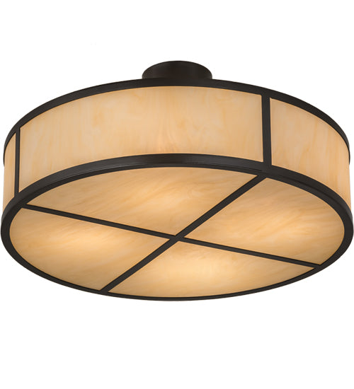 Meyda Lighting Cilindro 24" 4-Light Timeless Bronze Semi-flush Mount Light With Beige Sahara Taupe Idalight Shade Glass