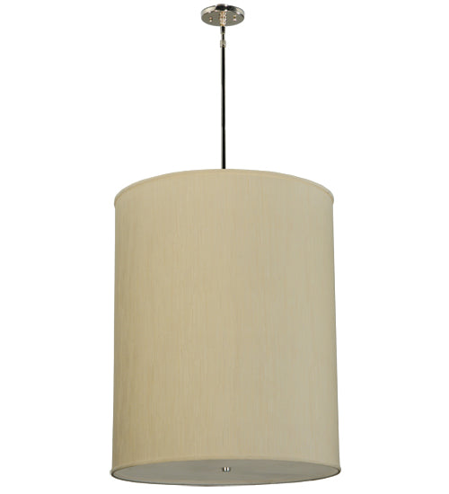 Meyda Lighting Cilindro 24" 5-Light Chrome Pendant Light With Beige Shade