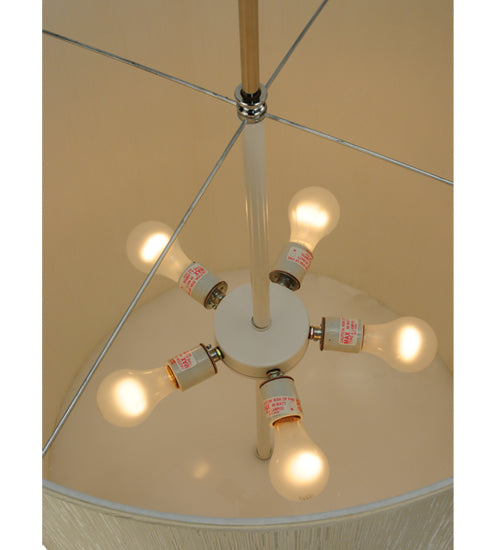 Meyda Lighting Cilindro 24" 5-Light Chrome Pendant Light With Beige Shade