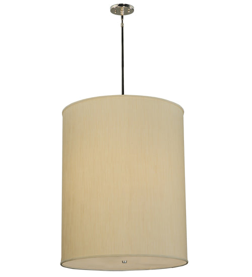 Meyda Lighting Cilindro 24" 5-Light Chrome Pendant Light With Beige Shade