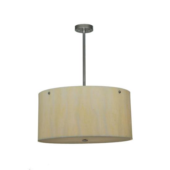 Meyda Lighting Cilindro 24" 6-Light Nickel Pendant Light With Creme Carrare Idalight Shade Glass