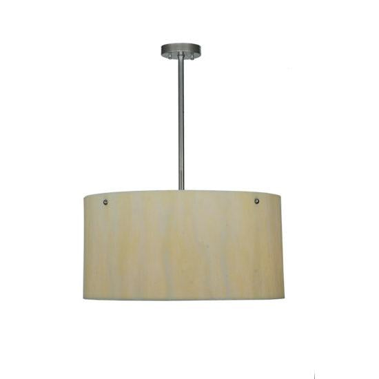 Meyda Lighting Cilindro 24" 6-Light Nickel Pendant Light With Creme Carrare Idalight Shade Glass