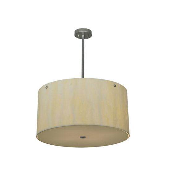 Meyda Lighting Cilindro 24" 6-Light Nickel Pendant Light With Creme Carrare Idalight Shade Glass
