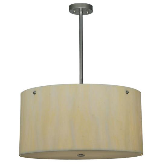 Meyda Lighting Cilindro 24" 6-Light Nickel Pendant Light With Creme Carrare Idalight Shade Glass