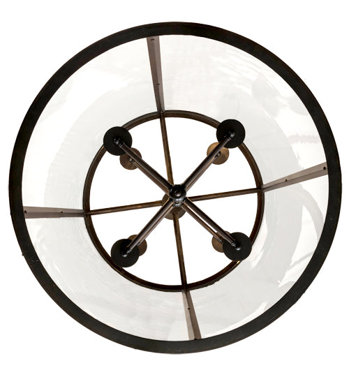Meyda Lighting Cilindro 24" 8-Light Craftsman Brown Campbell Pendant Light With Clear Shade Glass