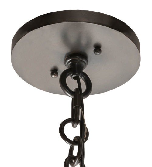 Meyda Lighting Cilindro 24" 8-Light Craftsman Brown Campbell Pendant Light With Clear Shade Glass