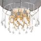 Meyda Lighting Cilindro 24" 9-Light Extreme Chrome Shimmer Pendant Light With Black Organza & Crystal Idalight Shade