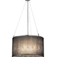 Meyda Lighting Cilindro 24" 9-Light Extreme Chrome Shimmer Pendant Light With Black Organza & Crystal Idalight Shade