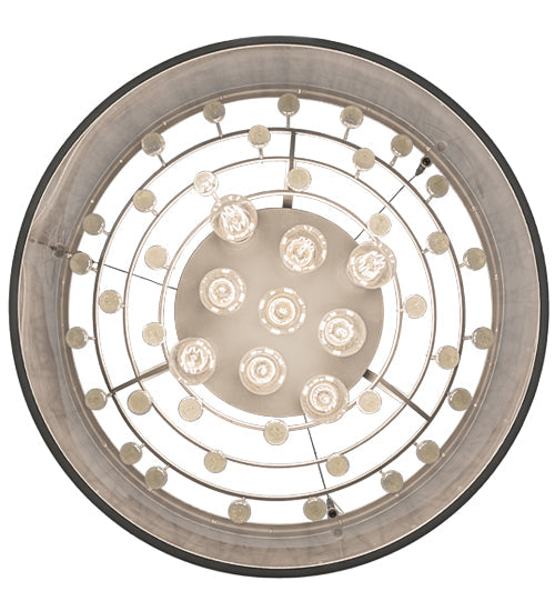 Meyda Lighting Cilindro 24" 9-Light Extreme Chrome Shimmer Pendant Light With Black Organza & Crystal Idalight Shade