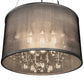 Meyda Lighting Cilindro 24" 9-Light Extreme Chrome Shimmer Pendant Light With Black Organza & Crystal Idalight Shade