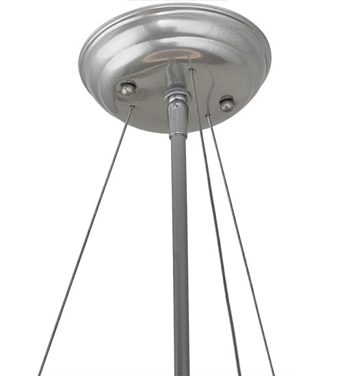 Meyda Lighting Cilindro 24" 9-Light Extreme Chrome Shimmer Pendant Light With Black Organza & Crystal Idalight Shade