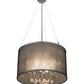 Meyda Lighting Cilindro 24" 9-Light Extreme Chrome Shimmer Pendant Light With Black Organza & Crystal Idalight Shade