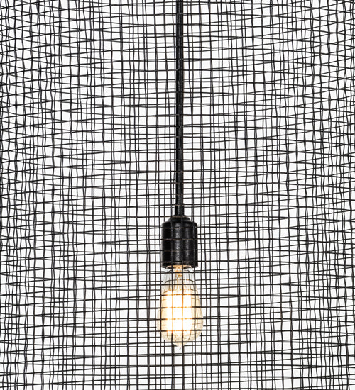 Meyda Lighting Cilindro 24" Black Pendant Light With Cage Shade Glass