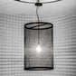 Meyda Lighting Cilindro 24" Black Pendant Light With Cage Shade Glass
