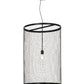 Meyda Lighting Cilindro 24" Black Pendant Light With Cage Shade Glass