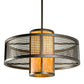 Meyda Lighting Cilindro 24" French Bronze Pendant Light With Tawnyrock Idalight Shade and Mesh