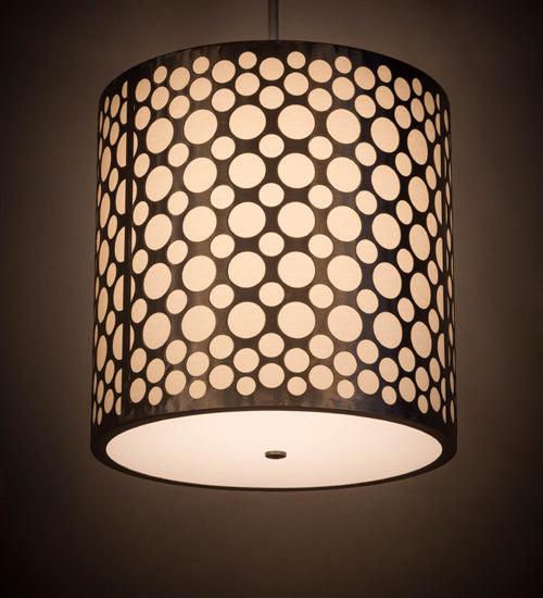 Meyda Lighting Cilindro 24" Industrial Steel Matriz Pendant Light With White Eggshell Textrene Shade
