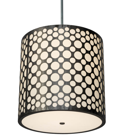 Meyda Lighting Cilindro 24" Industrial Steel Matriz Pendant Light With White Eggshell Textrene Shade