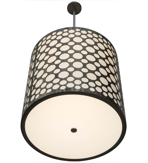 Meyda Lighting Cilindro 24" Industrial Steel Matriz Pendant Light With White Eggshell Textrene Shade
