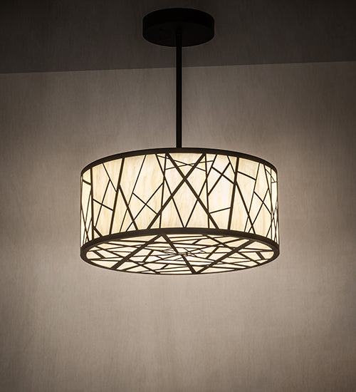 Meyda Lighting Cilindro 24" LED Oil Rubbed Bronze Rich Pendant Light With Creme Carrara Idalight Shade
