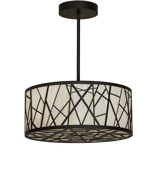 Meyda Lighting Cilindro 24" LED Oil Rubbed Bronze Rich Pendant Light With Creme Carrara Idalight Shade