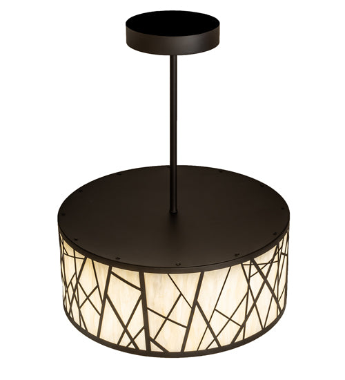 Meyda Lighting Cilindro 24" LED Oil Rubbed Bronze Rich Pendant Light With Creme Carrara Idalight Shade