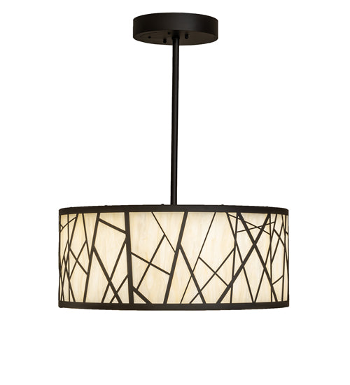 Meyda Lighting Cilindro 24" LED Oil Rubbed Bronze Rich Pendant Light With Creme Carrara Idalight Shade