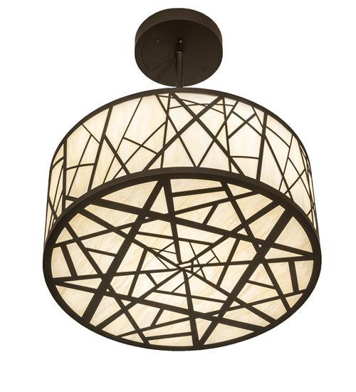 Meyda Lighting Cilindro 24" LED Oil Rubbed Bronze Rich Pendant Light With Creme Carrara Idalight Shade
