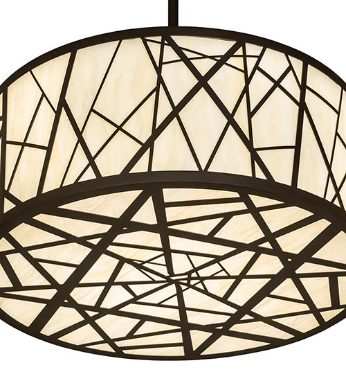 Meyda Lighting Cilindro 24" LED Oil Rubbed Bronze Rich Pendant Light With Creme Carrara Idalight Shade