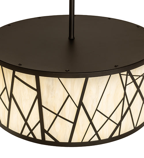 Meyda Lighting Cilindro 24" LED Oil Rubbed Bronze Rich Pendant Light With Creme Carrara Idalight Shade