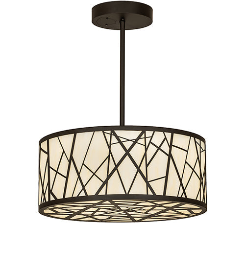 Meyda Lighting Cilindro 24" LED Oil Rubbed Bronze Rich Pendant Light With Creme Carrara Idalight Shade