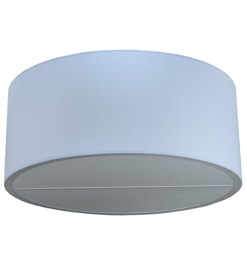 Meyda Lighting Cilindro 245375 60" 6-Light Nickel Flush Mount Light With White Linen Textrene Shade