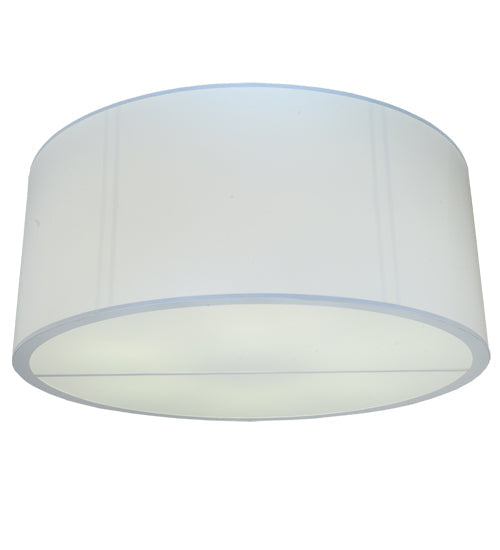 Meyda Lighting Cilindro 245375 60" 6-Light Nickel Flush Mount Light With White Linen Textrene Shade