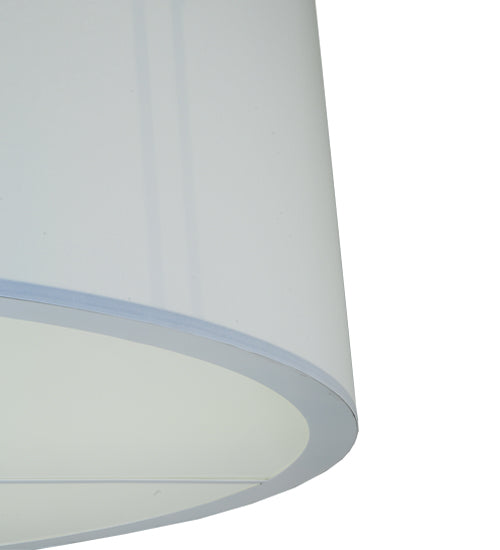Meyda Lighting Cilindro 245375 60" 6-Light Nickel Flush Mount Light With White Linen Textrene Shade