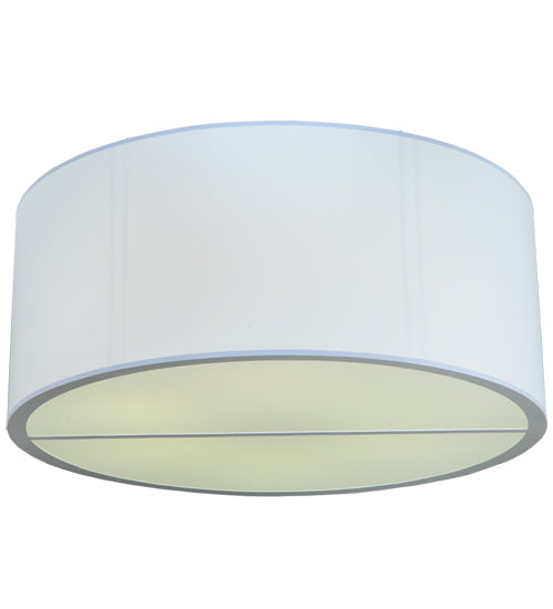 Meyda Lighting Cilindro 245375 60" 6-Light Nickel Flush Mount Light With White Linen Textrene Shade