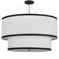 Meyda Lighting Cilindro 247489 37" 3-Light 2-Tier Oil Rubbed Bronze Pendant Light With White Textrene & Statuario Idalight Shade