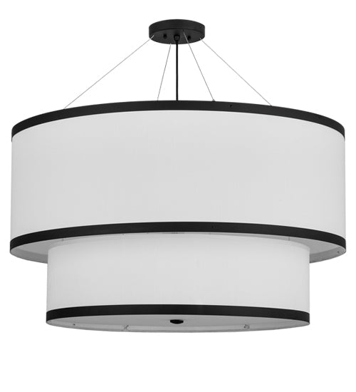Meyda Lighting Cilindro 247489 37" 3-Light 2-Tier Oil Rubbed Bronze Pendant Light With White Textrene & Statuario Idalight Shade