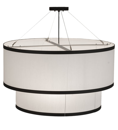 Meyda Lighting Cilindro 247489 37" 3-Light 2-Tier Oil Rubbed Bronze Pendant Light With White Textrene & Statuario Idalight Shade
