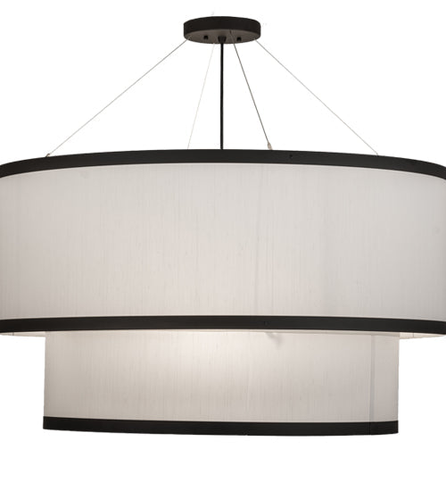 Meyda Lighting Cilindro 247489 37" 3-Light 2-Tier Oil Rubbed Bronze Pendant Light With White Textrene & Statuario Idalight Shade