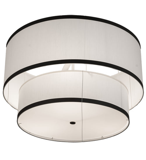 Meyda Lighting Cilindro 247489 37" 3-Light 2-Tier Oil Rubbed Bronze Pendant Light With White Textrene & Statuario Idalight Shade