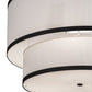 Meyda Lighting Cilindro 247489 37" 3-Light 2-Tier Oil Rubbed Bronze Pendant Light With White Textrene & Statuario Idalight Shade
