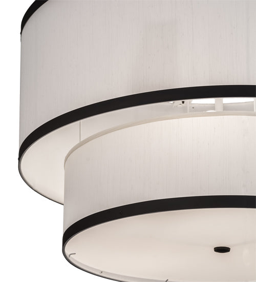 Meyda Lighting Cilindro 247489 37" 3-Light 2-Tier Oil Rubbed Bronze Pendant Light With White Textrene & Statuario Idalight Shade