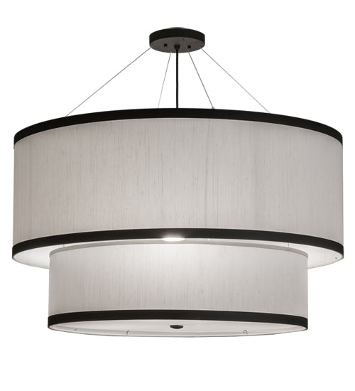 Meyda Lighting Cilindro 247489 37" 3-Light 2-Tier Oil Rubbed Bronze Pendant Light With White Textrene & Statuario Idalight Shade
