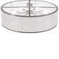 Meyda Lighting Cilindro 247634 36" 6-Light Extreme Chrome Flush Mount Light With White Textrene Shade
