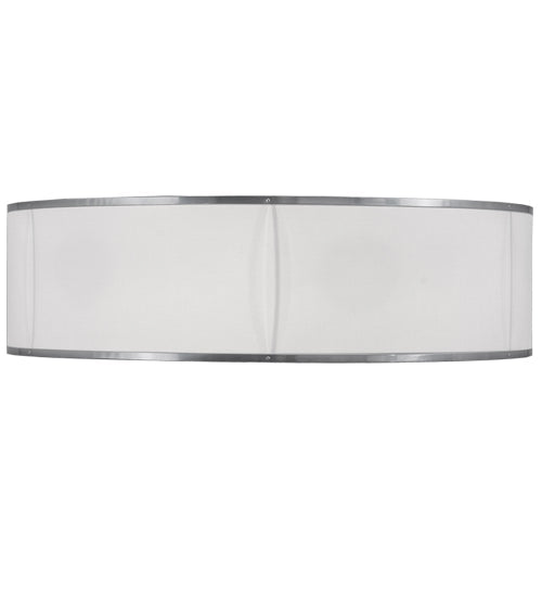 Meyda Lighting Cilindro 247634 36" 6-Light Extreme Chrome Flush Mount Light With White Textrene Shade