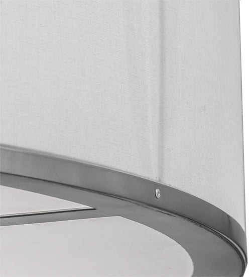 Meyda Lighting Cilindro 247634 36" 6-Light Extreme Chrome Flush Mount Light With White Textrene Shade