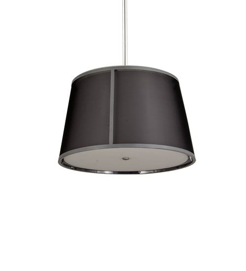 Meyda Lighting Cilindro 248069 30" 3-Light Weatherable Silver Tapered Pendant Light With Black Textralite Shade