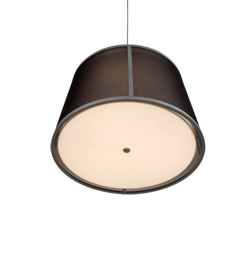 Meyda Lighting Cilindro 248069 30" 3-Light Weatherable Silver Tapered Pendant Light With Black Textralite Shade