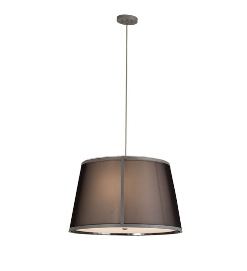 Meyda Lighting Cilindro 248069 30" 3-Light Weatherable Silver Tapered Pendant Light With Black Textralite Shade